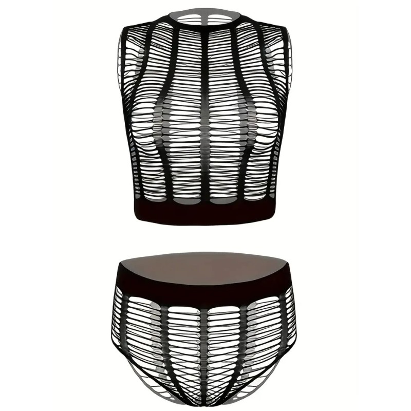 Σετ Εσωρούχων με Κροπ Τοπ Love Market Μαύρo