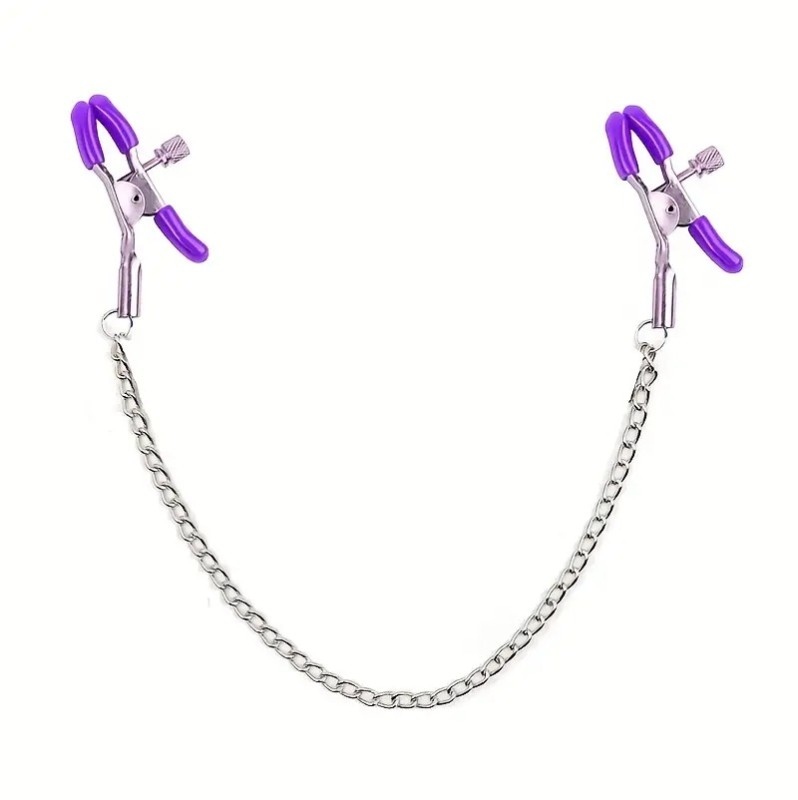 Classic Nipple Clamps With Chain Flirting Purple