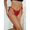 Floral Lace Thong Bow Red