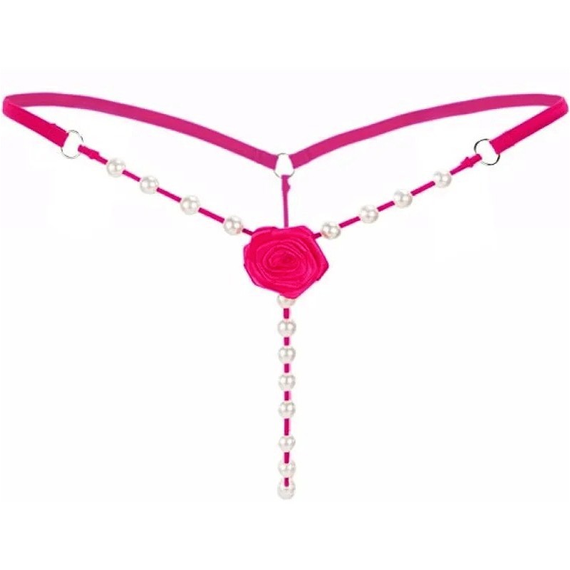 String with Pearl Chain Rose Fuchsia