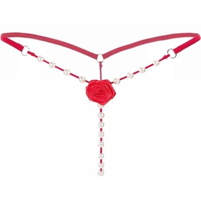 String with Pearl Chain Rose Red String with Pearl Chain Rose Red