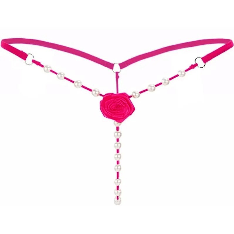 String with Pearl Chain Rose Fuchsia