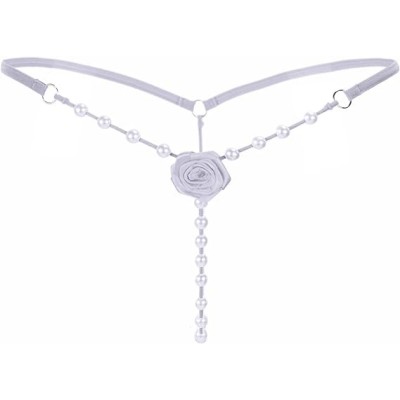 String with Pearl Chain Rose White String with Pearl Chain Rose White