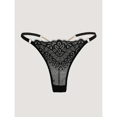 Lace Thong with Chain Black Lace Thong with Chain Black