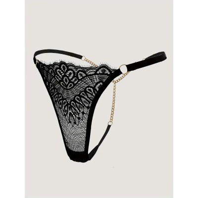 Lace Thong with Chain Black Lace Thong with Chain Black