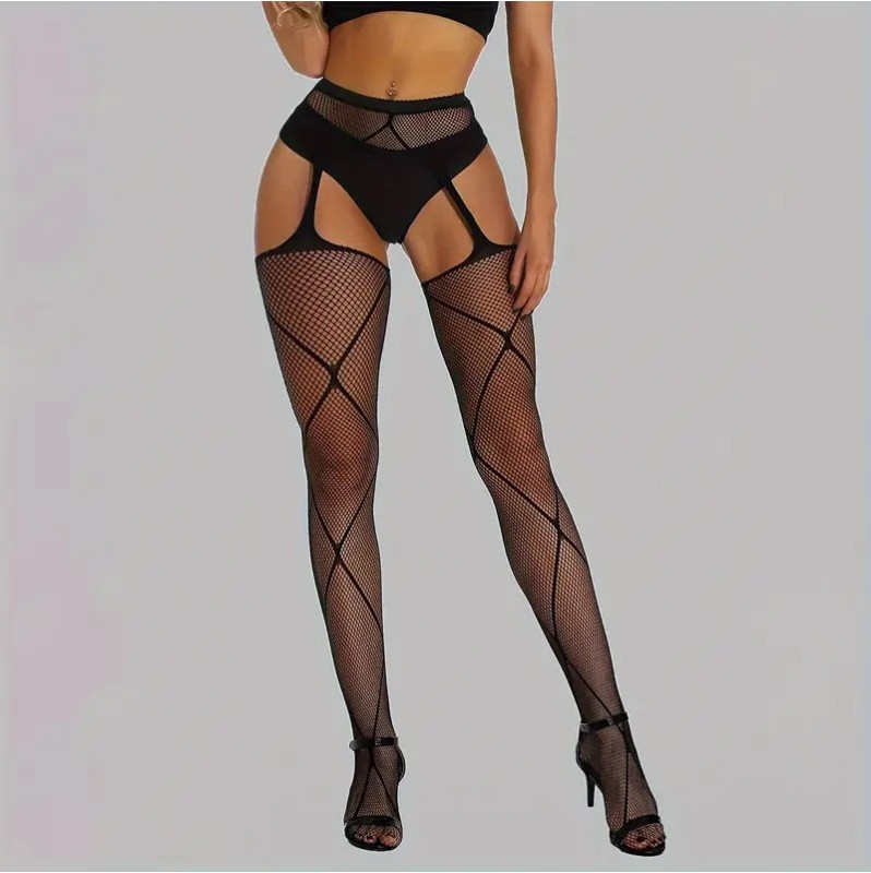 Fishnet Suspender Pantyhose Fay Black