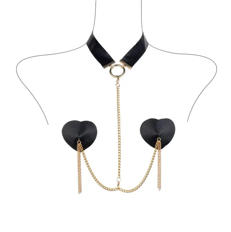 Choker with Nipple Covers Black