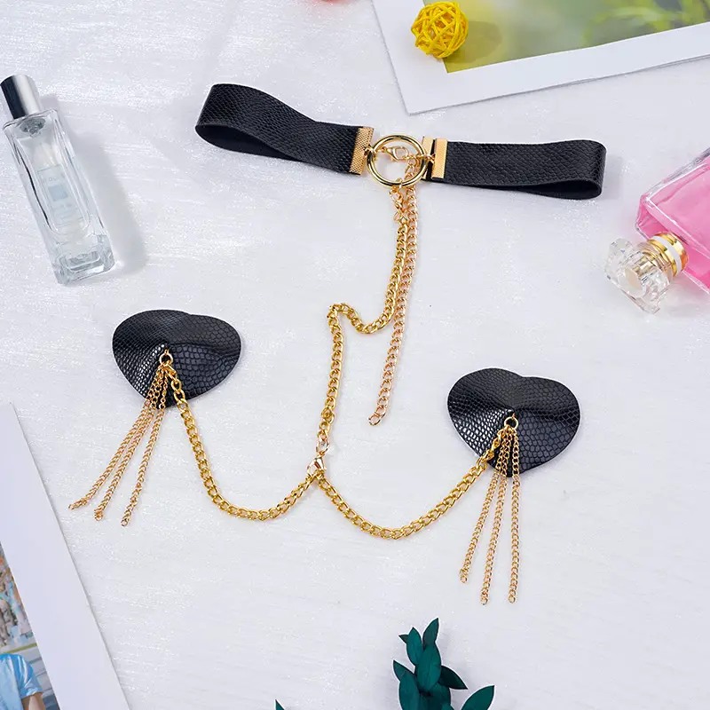 Τσόκερ με Καλύμματα Θηλών Μαύρο