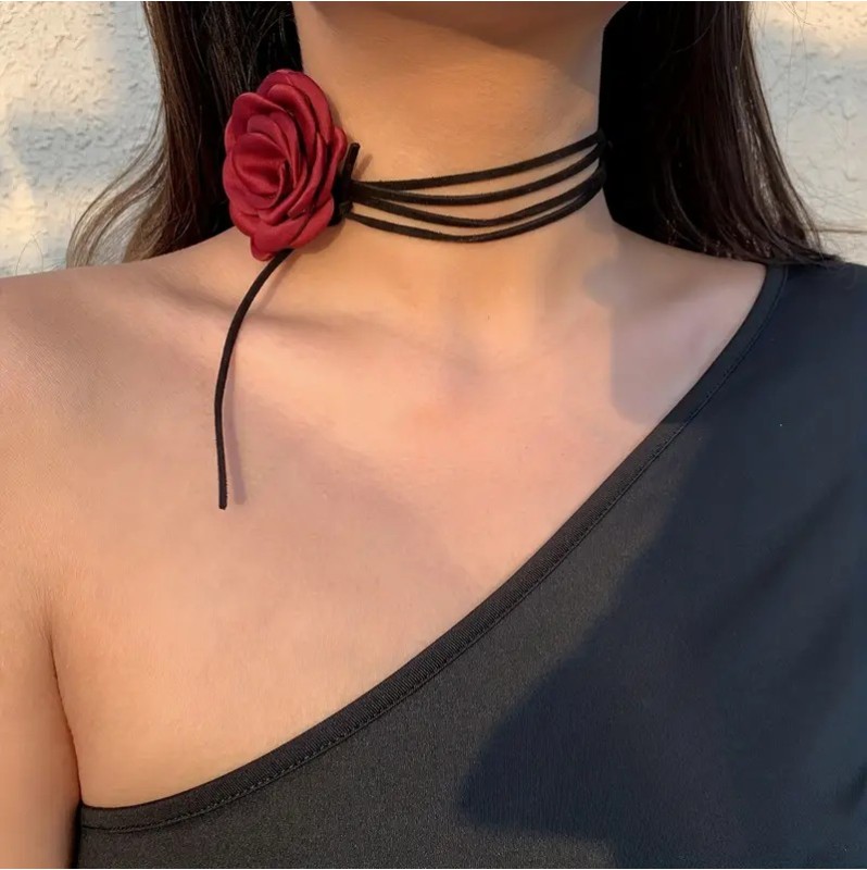 Choker with Rose Red