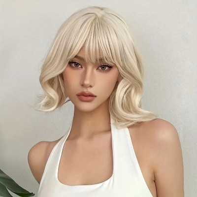 Bob with Bangs Wig Blonde Bob with Bangs Wig Blonde