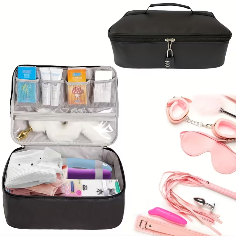 Μεγάλη Τσάντα Αποθήκευσης Sex Toys με Κλειδαριά Μαύρο