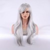 Long Wavy Wig with Bangs Grey