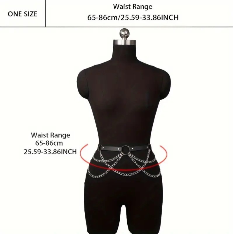 Harness Belt with Chains Black