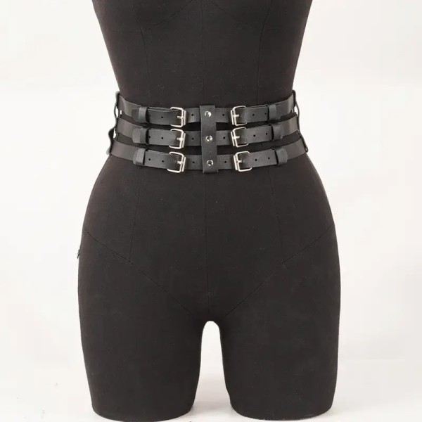 Triple Buckle Waist Belt Black