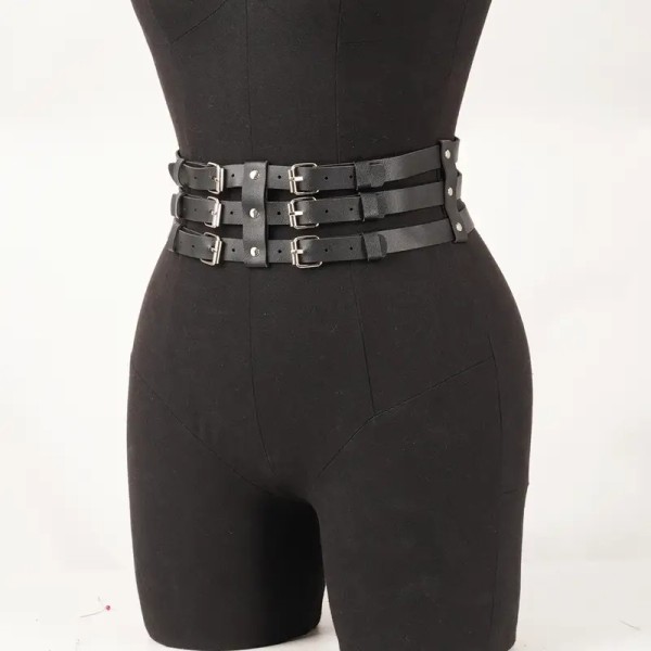 Triple Buckle Waist Belt Black