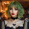 Long Bob with Bangs Wig Green