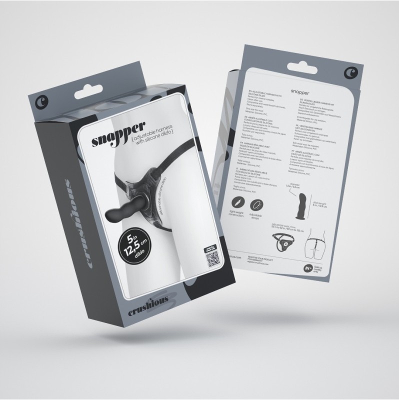 Strap-On Set with Dildo Crushious Snapper 12.5cm Black Strap-On Set with Dildo Crushious Snapper 12.5cm Black