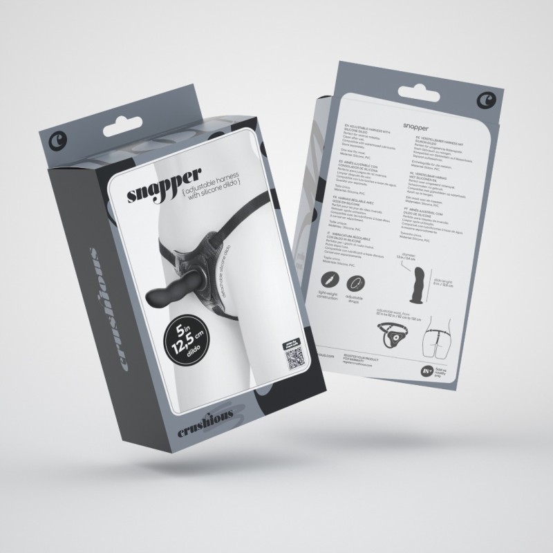 Γυναικείο Strap-On Σετ με Dildo Crushious Snapper 12.5cm Μαύρο