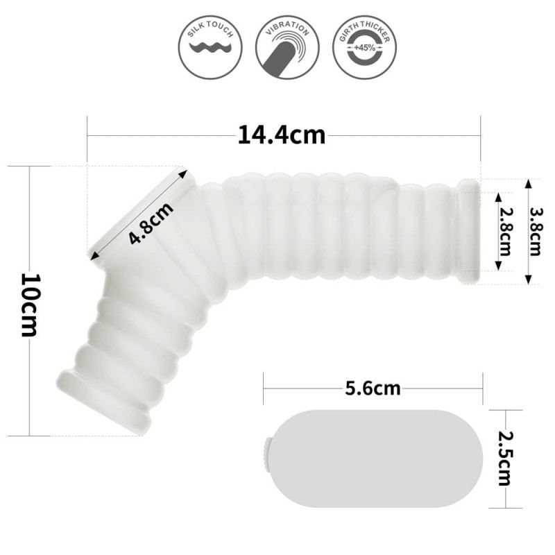 Lovetoy Vibrating Ring with Scrotum Sleeve Wave Silk Knights White Cock Rings