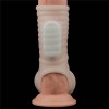 Lovetoy Vibrating Ring with Scrotum Sleeve Wave Silk Knights White Cock Rings