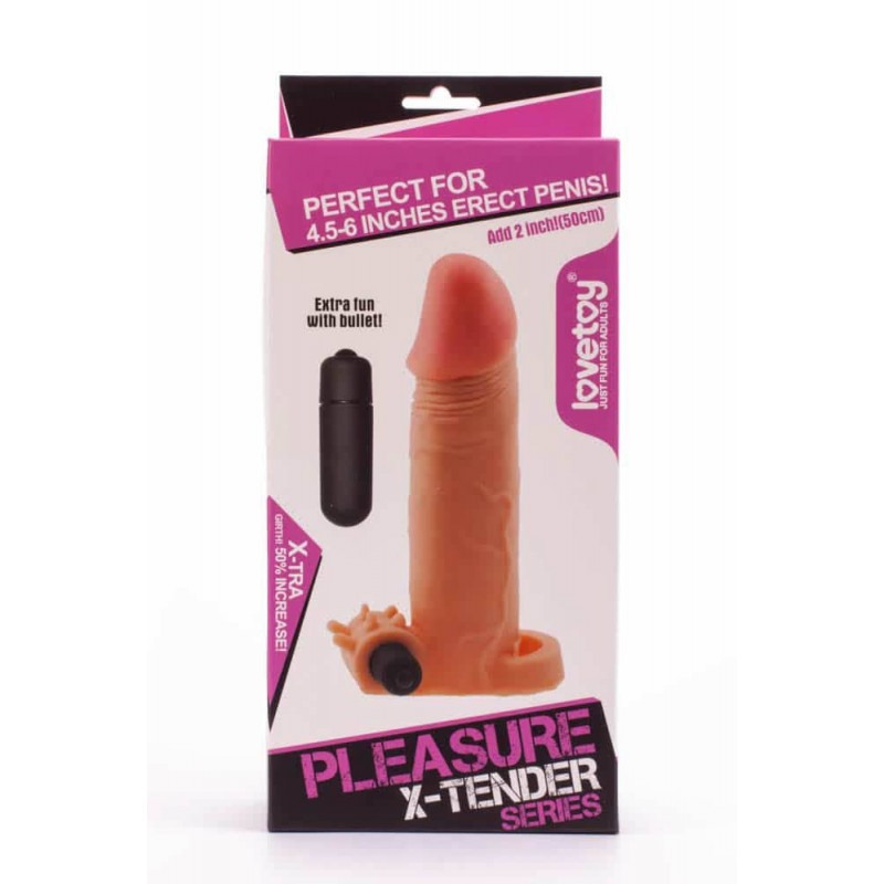 Lovetoy Προέκταση Πέους με Δόνηση Lovetoy Pleasure X-Tender 2 Μπεζ Προεκτάσεις Πέους