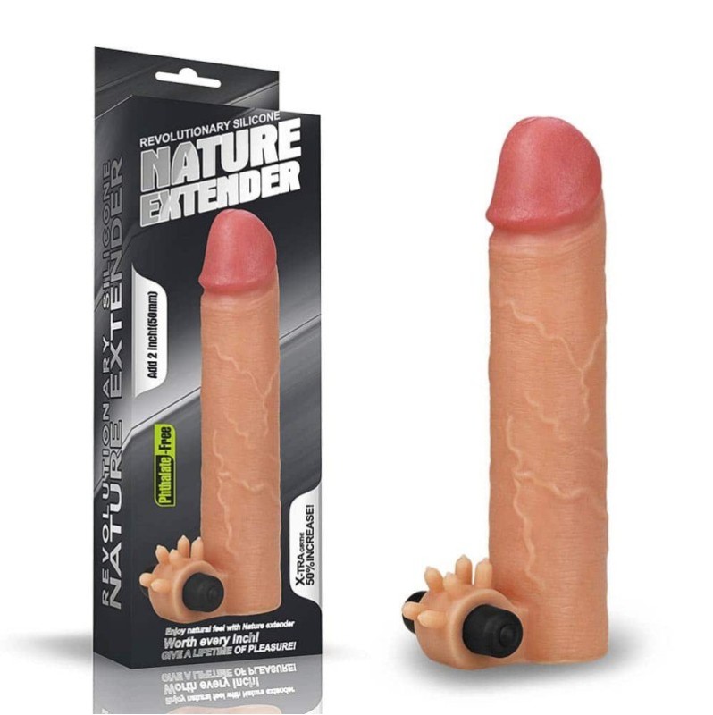 Προέκταση Πέους με Δόνηση Lovetoy Nature Extender Μπεζ