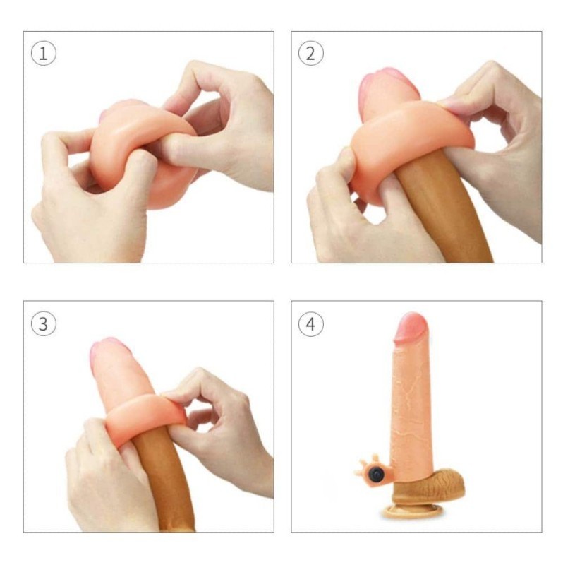 Vibrating  Penis Sleeve Lovetoy Nature Extender Nude