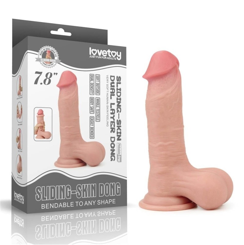 Realistic Dildo Lovetoy Sliding-Skin Dual Layer Dong 19.5cm Nude