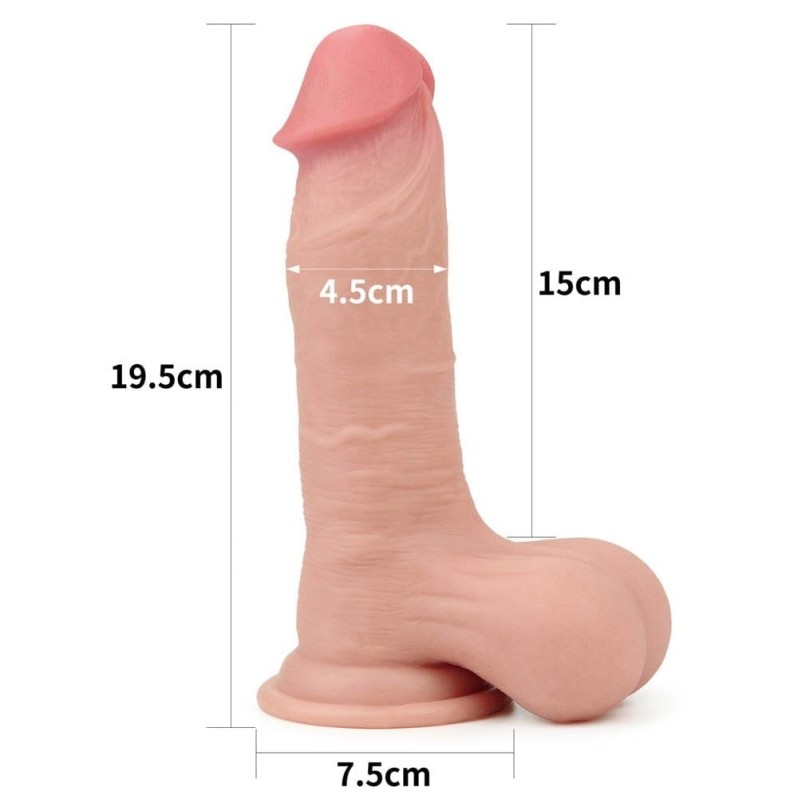 Realistic Dildo Lovetoy Sliding-Skin Dual Layer Dong 19.5cm Nude