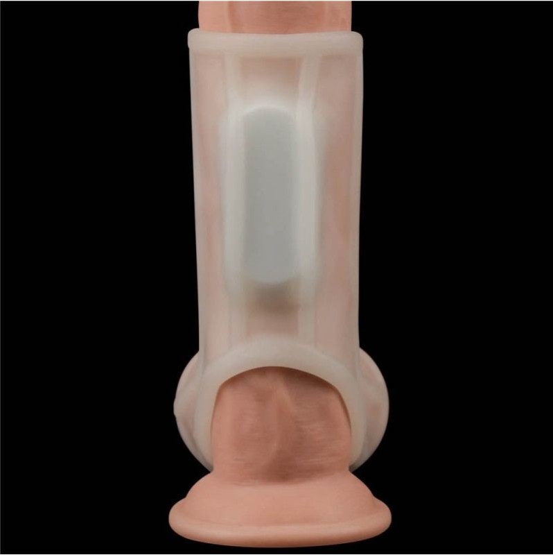 Vibrating Ring with Scrotum Sleeve Ridge Silk Knights White