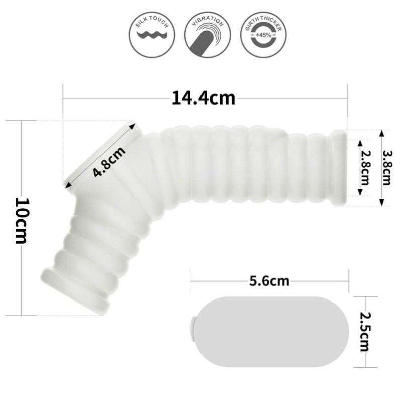 Vibrating Ring with Scrotum Sleeve Wave Silk Knights White