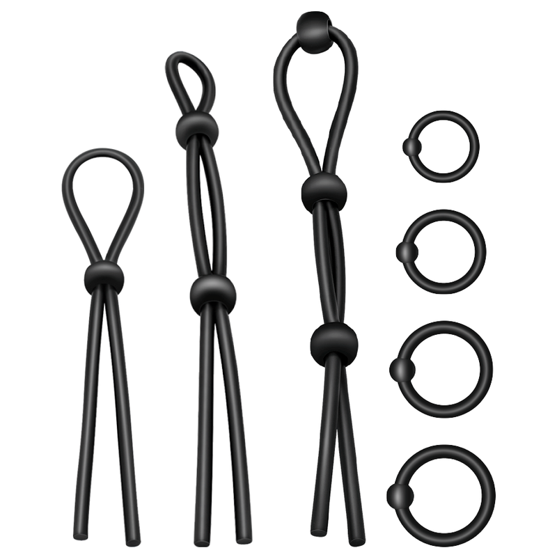 Cock Ring Set Addicted Toys 7pcs Black