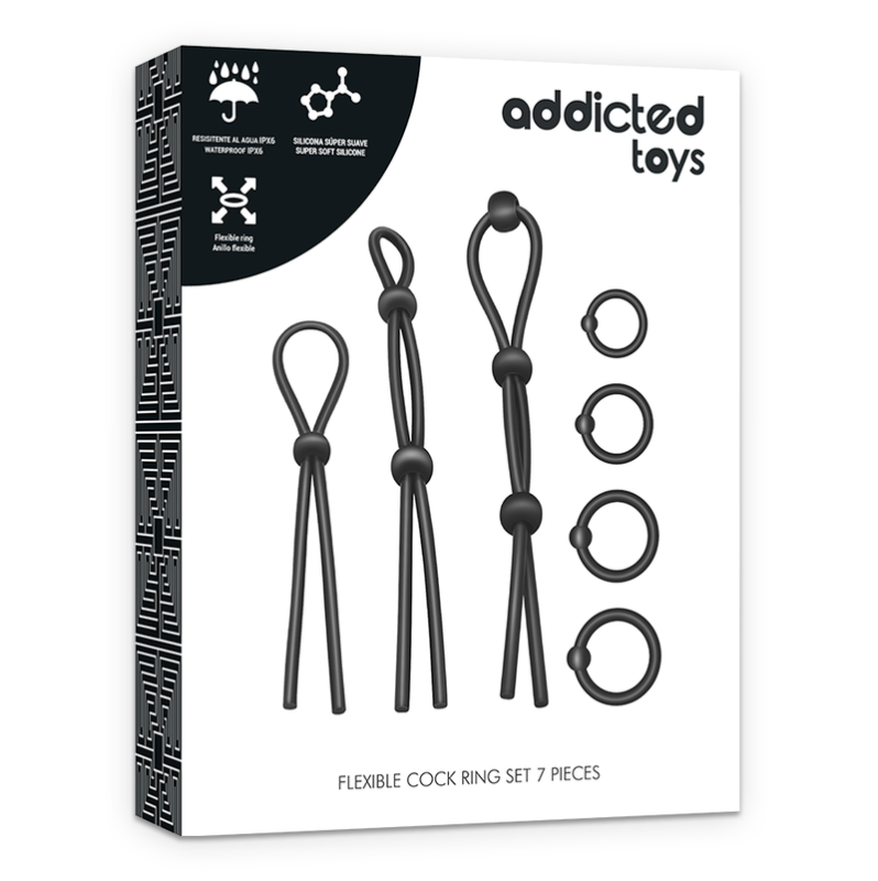 Δαχτυλίδια Πέους Σετ Addicted Toys 7τμχ Μαύρα