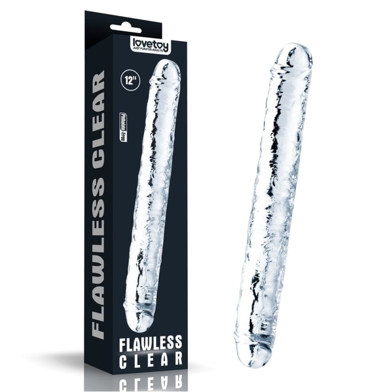 Διπλό Jelly Dildo Lovetoy Flawless Clear 30cm Διαφανές