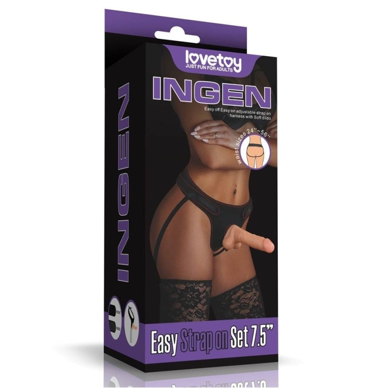 Γυναικείο Strap-On Σετ με Dildo Easy Lovetoy 20cm Μπεζ