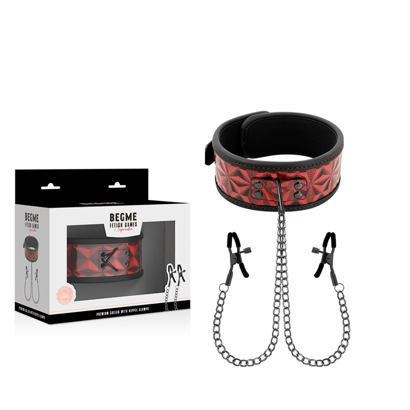 BEGME Κολάρο με Σφιγκτήρες Θηλών BEGME Red Edition Κόκκινο Κολάρα