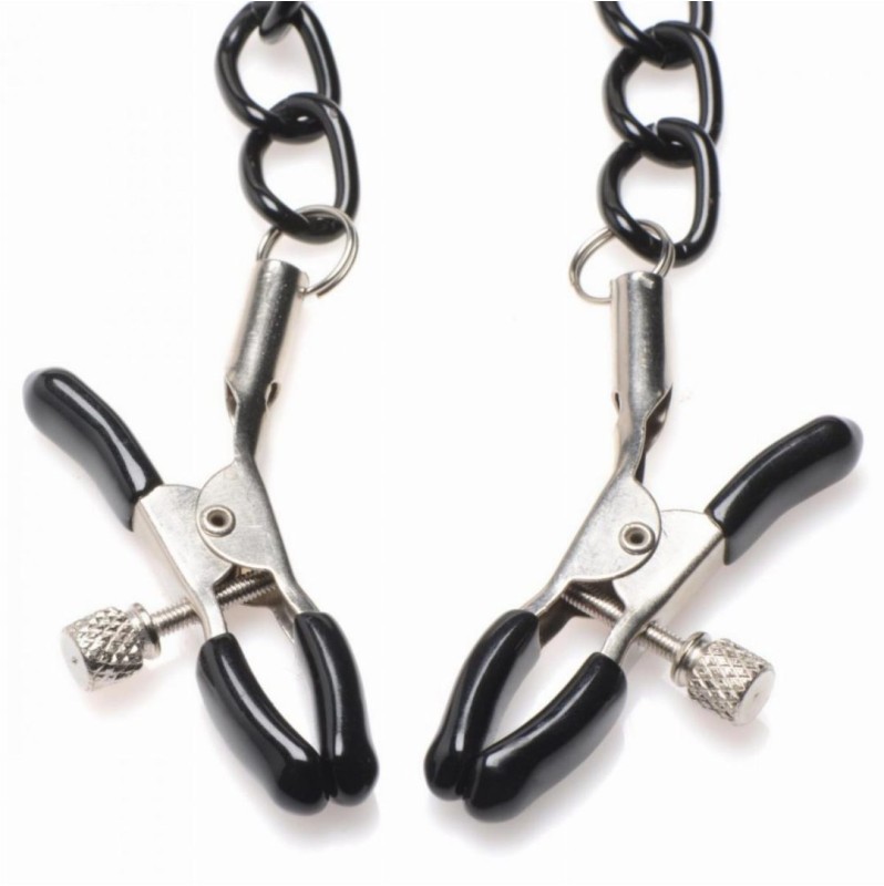 Collared Temptress Necklace with Nipple Clamps Master Series Black