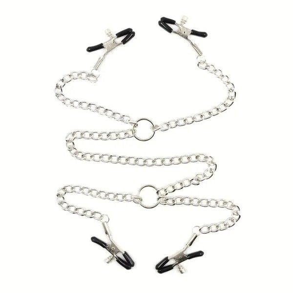 Σφιγκτήρες Θηλών και Αιδοίου Love Market Ασημί