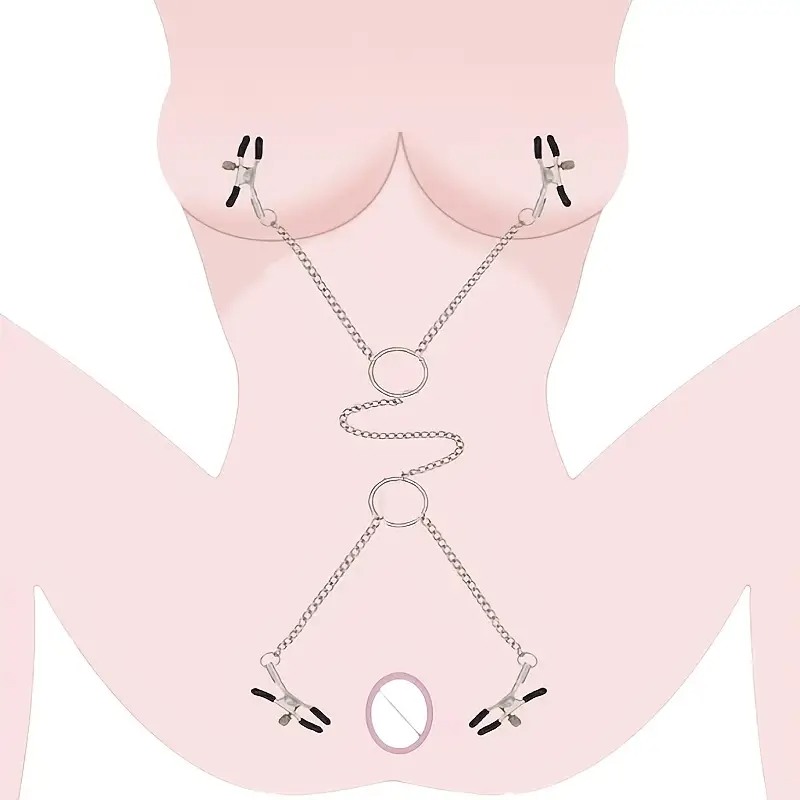 Σφιγκτήρες Θηλών και Αιδοίου Love Market Ασημί