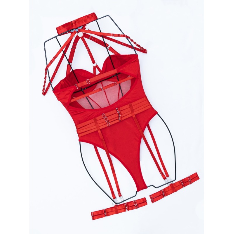 Body with Suspenders and Choker Modern Ocean Red