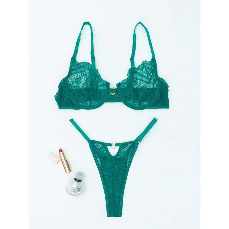 2 Piece Lace Set Modern Ocean Green