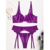 3 Piece Set Modern Ocean with Suspender Belt & Leg Straps Purple