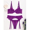 3 Piece Set Modern Ocean with Suspender Belt & Leg Straps Purple