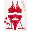 Linda Set with Suspender Belt Modern Ocean Red