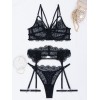 Linda Set with Suspender Belt Modern Ocean Black