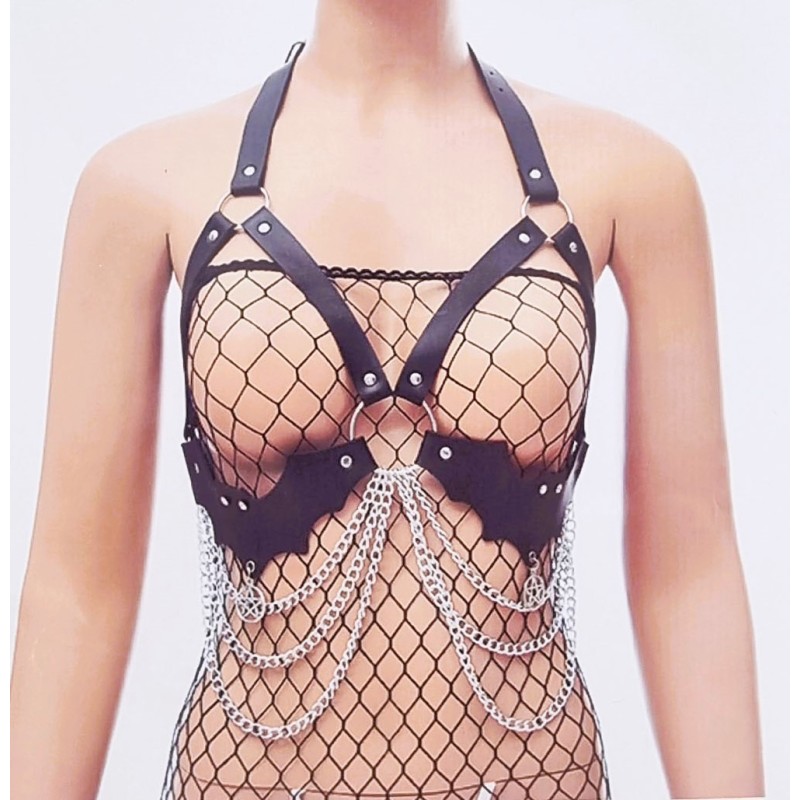 Modern Ocean Δερμάτινο Goth Harness με Αλυσίδες Modern Ocean Μαύρο Harnesses