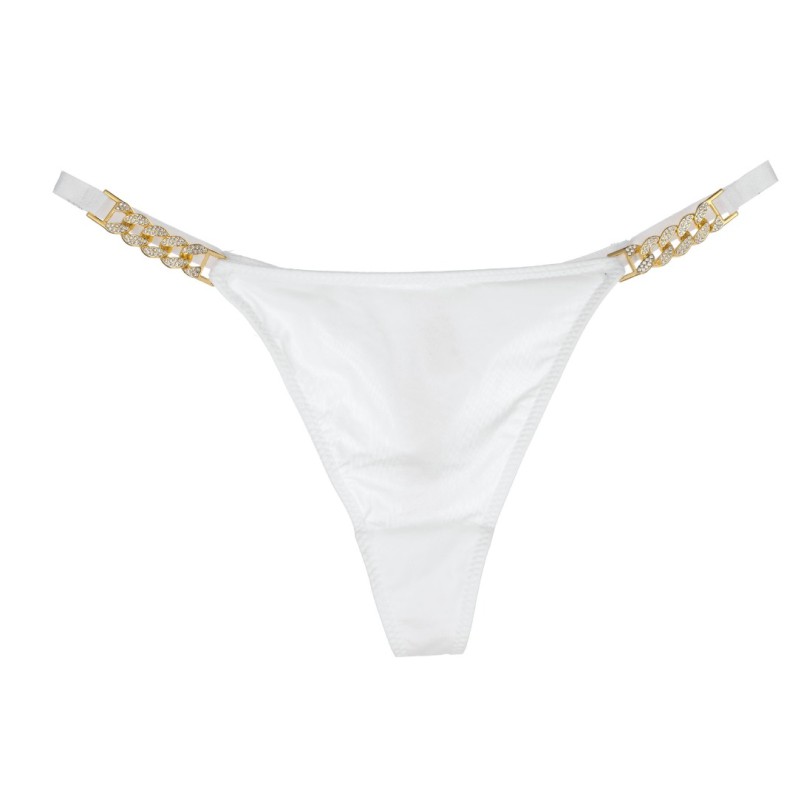 Thong with Strass Chain Modern Ocean White