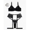 2 Piece Set with Suspenders & Strass Modern Ocean Black Modern Ocean 2 Piece Set with Suspenders & Strass Modern Ocean Black Underwear Set