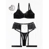 2 Piece Set with Suspenders & Strass Modern Ocean Black Modern Ocean 2 Piece Set with Suspenders & Strass Modern Ocean Black Underwear Set
