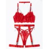 Maira Set with Suspender Belt Modern Ocean Red Modern Ocean Maira Set with Suspender Belt Modern Ocean Red Underwear Set
